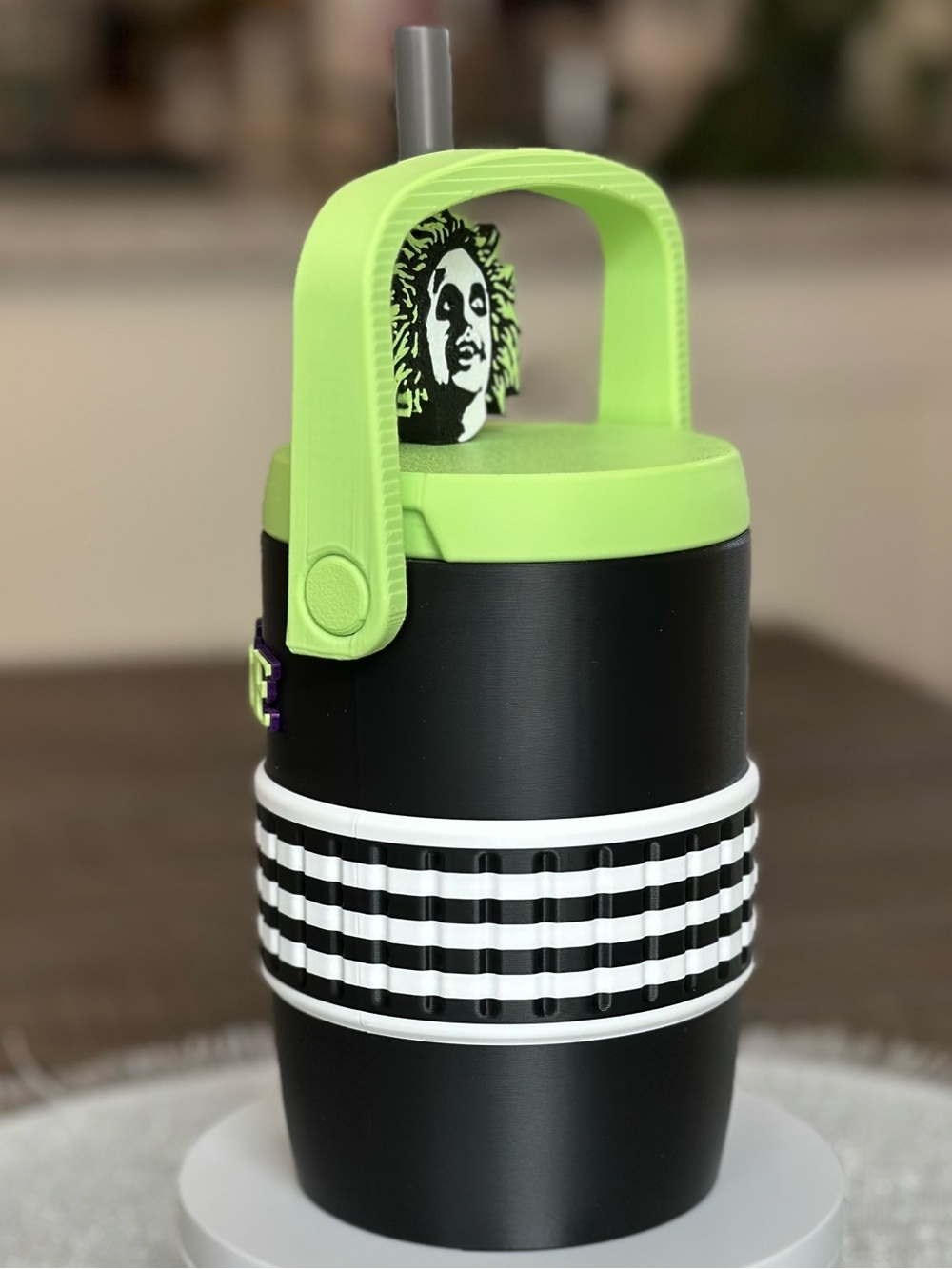 Beetlejuice Halloween Themed Can Cooler with Straw Topper - Picture 5 of 6